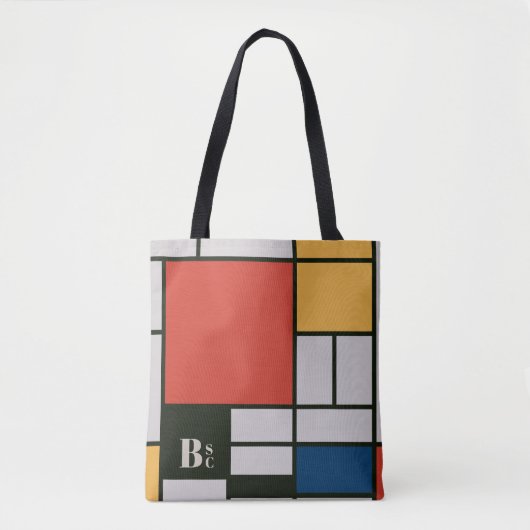 De Stijl Inspirierte Monogramm der farbigen Primär Tasche (Vorderseite)