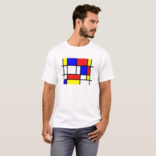 De Stijl - Mondrian-Stil gefärbt und geometrisch T-Shirt (Vorne ganz)