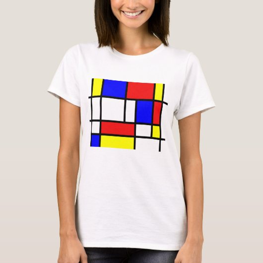 De Stijl - Mondrian-Stil gefärbt und geometrisch T-Shirt (Vorderseite)