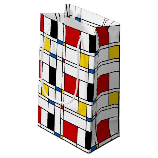 De Stijl-Muster Kleine Geschenktüte (Rückseite Schrägansicht)