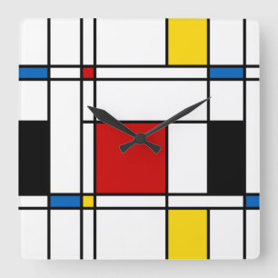 De Stijl-Muster Quadratische Wanduhr