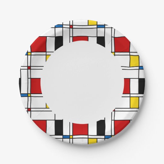 De Stijl Pattern Pappteller (Vorderseite)