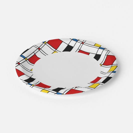 De Stijl Pattern Pappteller (Schrägansicht)