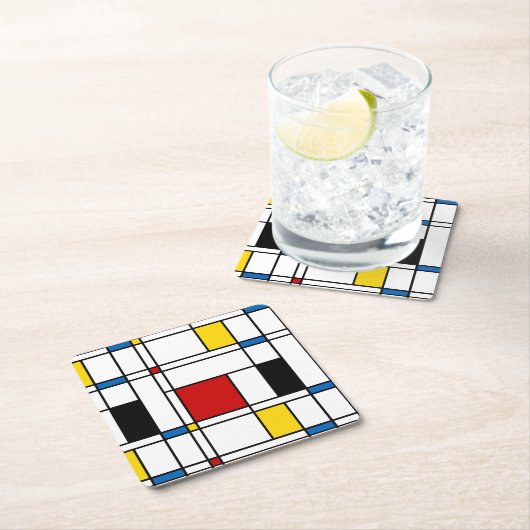 De Stijl Pattern Rechteckiger Pappuntersetzer (Vor Ort)