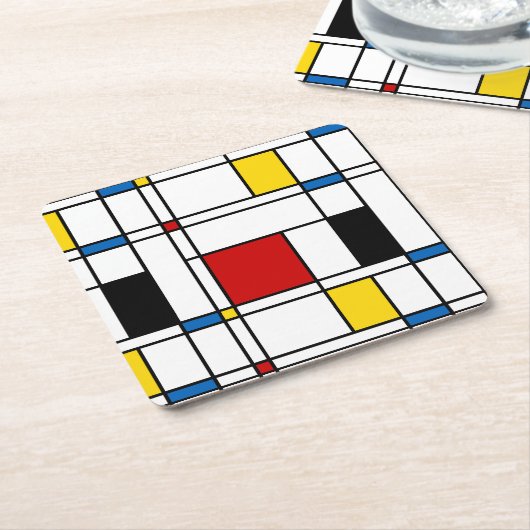 De Stijl Pattern Rechteckiger Pappuntersetzer (angewinkelt)