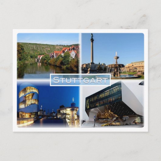 DE Stuttgart - Fluss Neckar - Schlossplatz - Postkarte (Vorderseite)