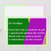 De Vrijwilliger Dankeskarte (Vorne/Hinten)