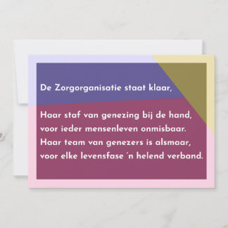 De Zorgorganisatie staat klaar Dankeskarte