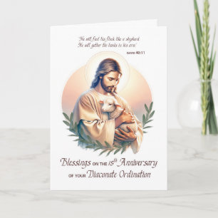 Deacon 15. Ordination Jubiläum Jesus Schäferhund Karte