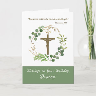 Deacon Birthday Dank an Gott Grüner Kranz Karte