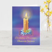 Deacon Birthday Segnung mit leuchtender Kerze Karte (Gelbe Blume)
