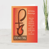 Deacon Birthday, Shepherd Staff & Flame Religious Karte (Vorderseite)