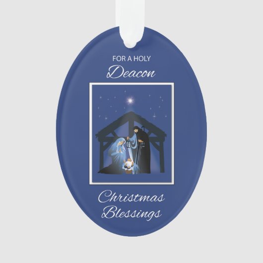 Deacon Christmas Sessings Manger on Blue Ornament (Vorderseite)