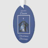 Deacon Christmas Sessings Manger on Blue Ornament (Vorderseite)