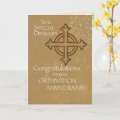 Deacon Jahrestag der Entsandung Gold Cross Karte (Gelbe Blume)