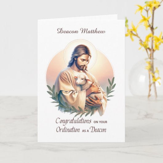 Deacon Ordination Glückwunsch Jesus Shepherd Karte (Gelbe Blume)