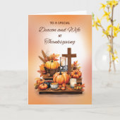 Deacon und Ehefrau Erntedank mit Cross Karte (Gelbe Blume)