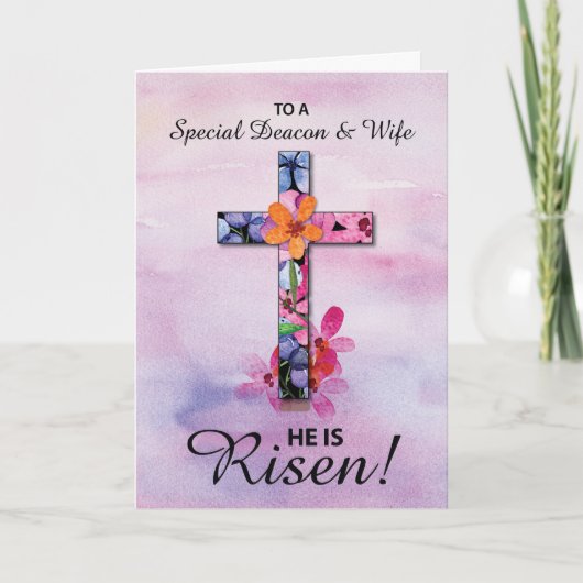 Deacon und Ehefrau Oster Er ist Rised Cross Blume Karte (Vorderseite)