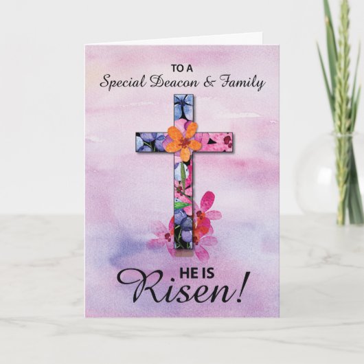 Deacon und Family Oaster Er ist Rised Cross Blume Karte (Vorderseite)