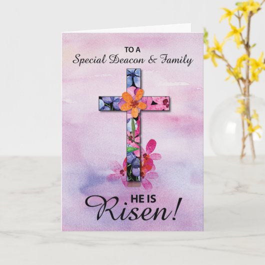 Deacon und Family Oaster Er ist Rised Cross Blume Karte (Gelbe Blume)