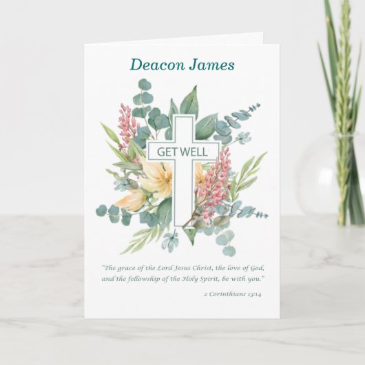 Deacon wird gut religiöses Kreuz mit Wildblumen Karte (Vorderseite)