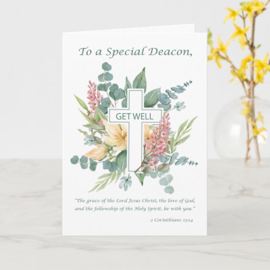 Deacon wird gut religiöses Kreuz mit Wildblumen Karte (Gelbe Blume)