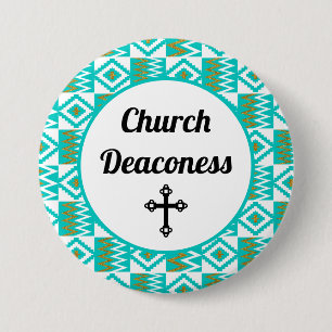 Deaconess Aqua Aquamarin Blue Kente Cloth Button B