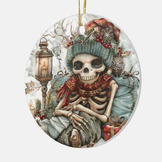 Dead Cosy - Winter Skeleton Vibes" Keramik Ornament (Links)