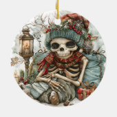 Dead Cosy - Winter Skeleton Vibes" Keramik Ornament (Hinten)