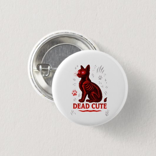 Dead Cute – Halloween Cat T-Shirt Button (Vorne & Hinten)