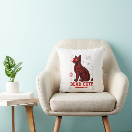 Dead Cute – Halloween Cat T-Shirt Kissen (Stuhl )