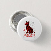 Dead Cute – Halloween-Katze T-Shirt Button (Vorne & Hinten)