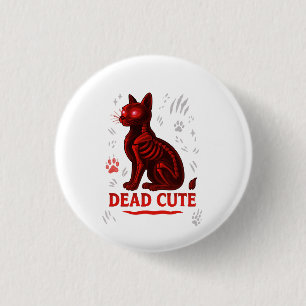Dead Cute – Halloween-Katze T-Shirt Button
