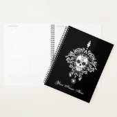Dead Damask Chic Sugar Skull White auf schwarz Planer (Anzeige)