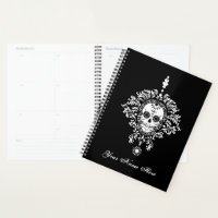 Dead Damask Chic Sugar Skull White auf schwarz