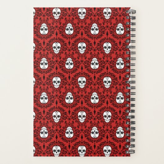 Dead Damask Chic Sugar Skulls Black on Red Planer (Rückseite)
