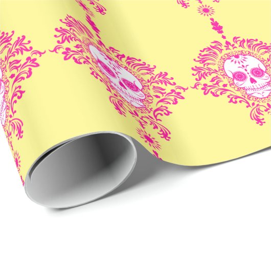 Dead Damask - Chic Sugar Skulls Wrapping Paper Geschenkpapier (Rolleneckpunkt)