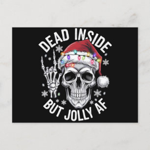 Dead Inside Aber Jolly AF Weihnachtsgeschenk Skele Feiertagspostkarte