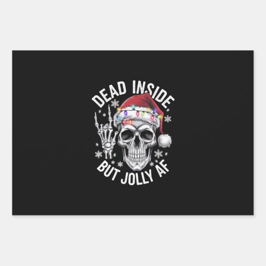 Dead Inside Aber Jolly AF Weihnachtsgeschenk Skele Geschenkpapier Set (Vorderseite)