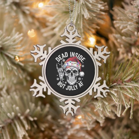 Dead Inside Aber Jolly AF Weihnachtsgeschenk Skele Schneeflocken Zinn-Ornament (Baum)