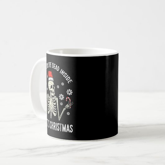 Dead Inside But Its Christmas Skeleton Coffee Xmas Kaffeetasse (Vorderseite Links)