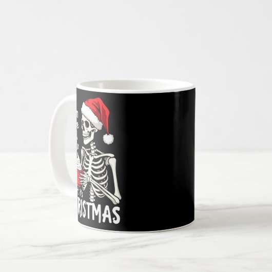 Dead Inside But Its Christmas Skeleton Coffee Xmas Kaffeetasse (Vorderseite Links)
