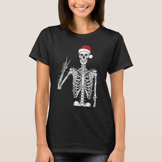 Dead-Inside But Jolly AF Skeleton Christmas Funny T-Shirt (Vorderseite)