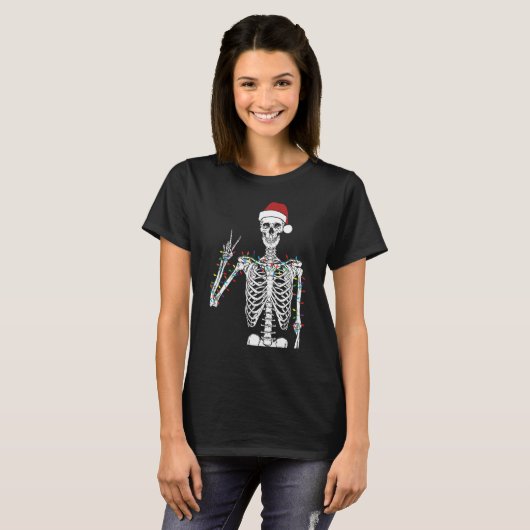 Dead-Inside But Jolly AF Skeleton Christmas Funny T-Shirt (Vorne ganz)