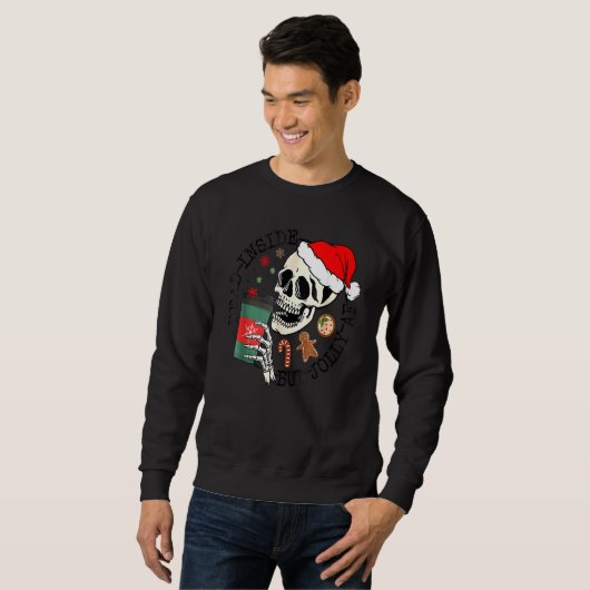 Dead Inside But Jolly AF  Skeleton Santa Hat Chris Sweatshirt (Vorne ganz)
