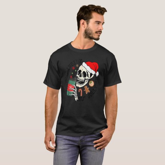 Dead Inside But Jolly AF Skeleton Santa Hat Chris T-Shirt (Vorne ganz)