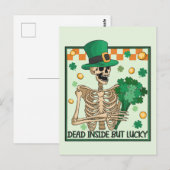 Dead Inside But Lucky St Patricks Postkarte (Vorne/Hinten)