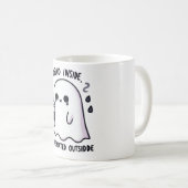 Dead Inside Caffeinated Outside Funny Cute Ghost Kaffeetasse (VorderseiteRechts)