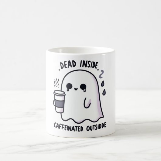 Dead Inside Caffeinated Outside Funny Cute Ghost Kaffeetasse (Mittel)