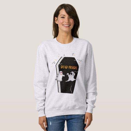 "Dead Inside" Coffin Halloween Sweatshirt (Vorne ganz)